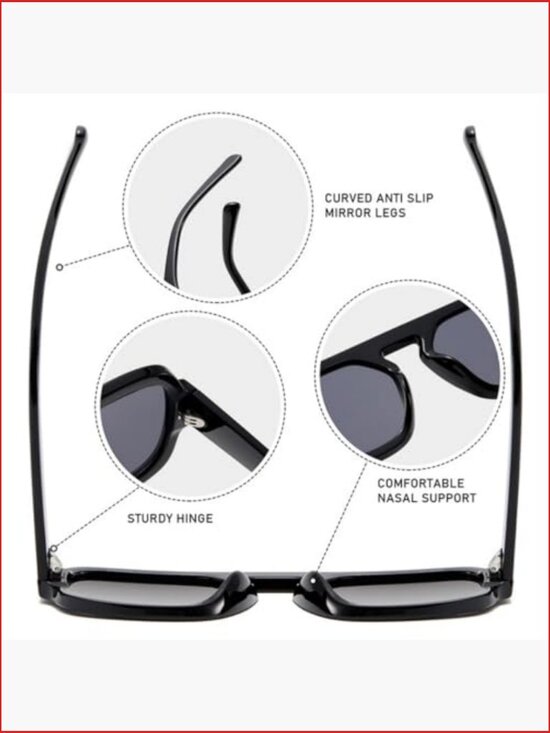 4 Pcs Retro 70s Square Aviator Sunglasses UV400 Protection main image 7